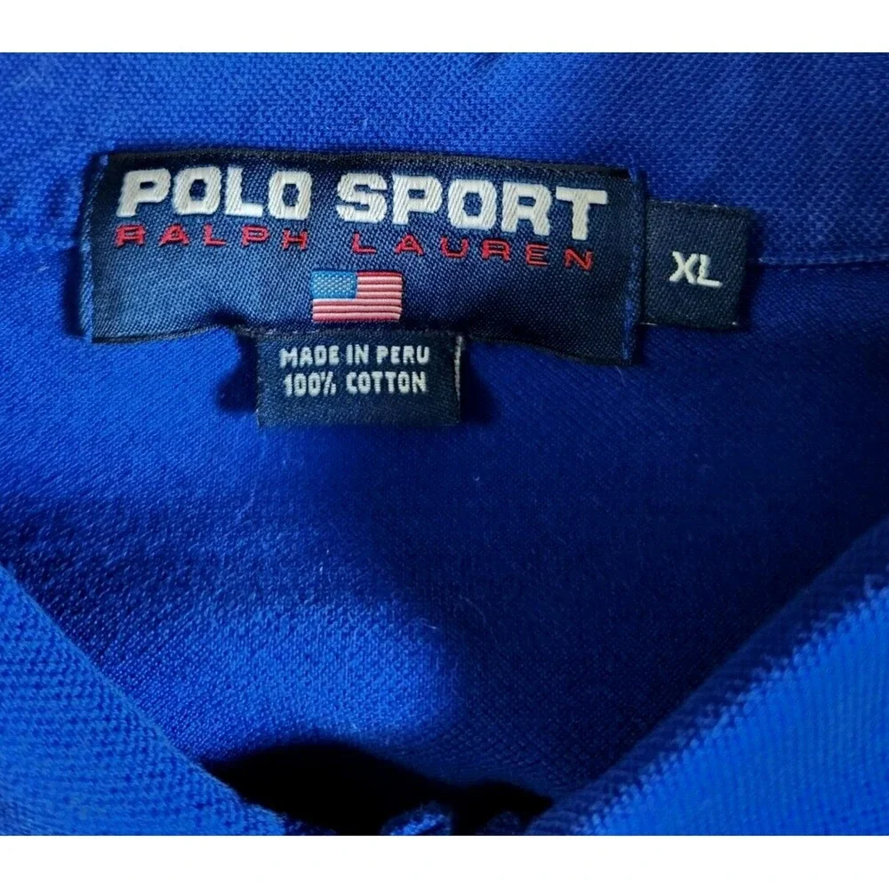 Polo Sport Ralph Lauren Men's XL Polo‎ Shirt Blue Striped Short Sleeve Logo